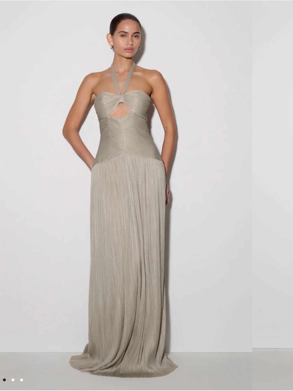 Meshki Taupe Halter Maxi Dress With Keyhole Detail